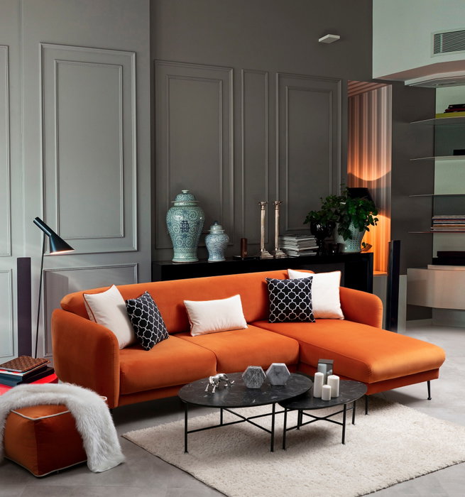 Atelier Del Sofa Sevilla Corner Right (L3+Chl) Sofá-Cama Esquinero Naranja 270 x 170 cm